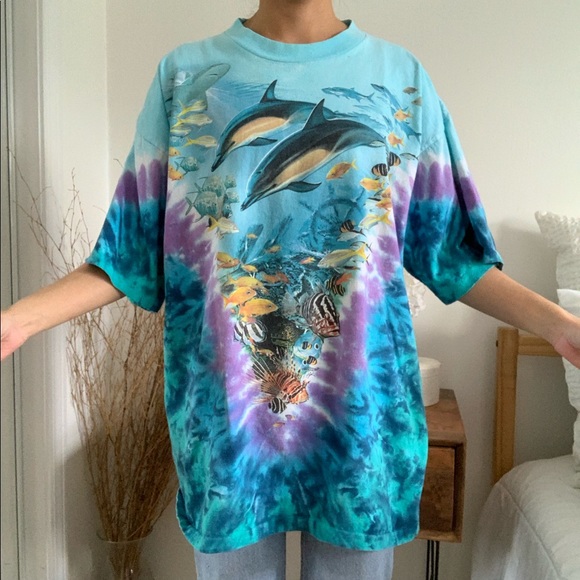 Vintage Liquid Blue Dolphin Tye Dye 
